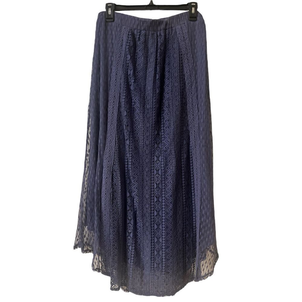 Hazel fairy core maxi skirt slate blue lace sz L
